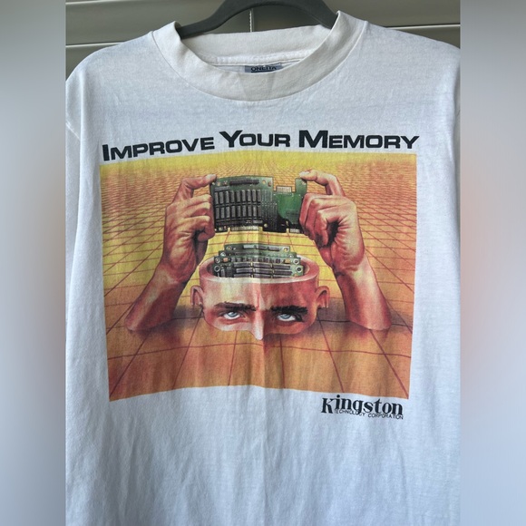 89' Kingston Improve your memory Tee Vintage Single Stitch T-shirt L Cotton - Picture 2 of 11
